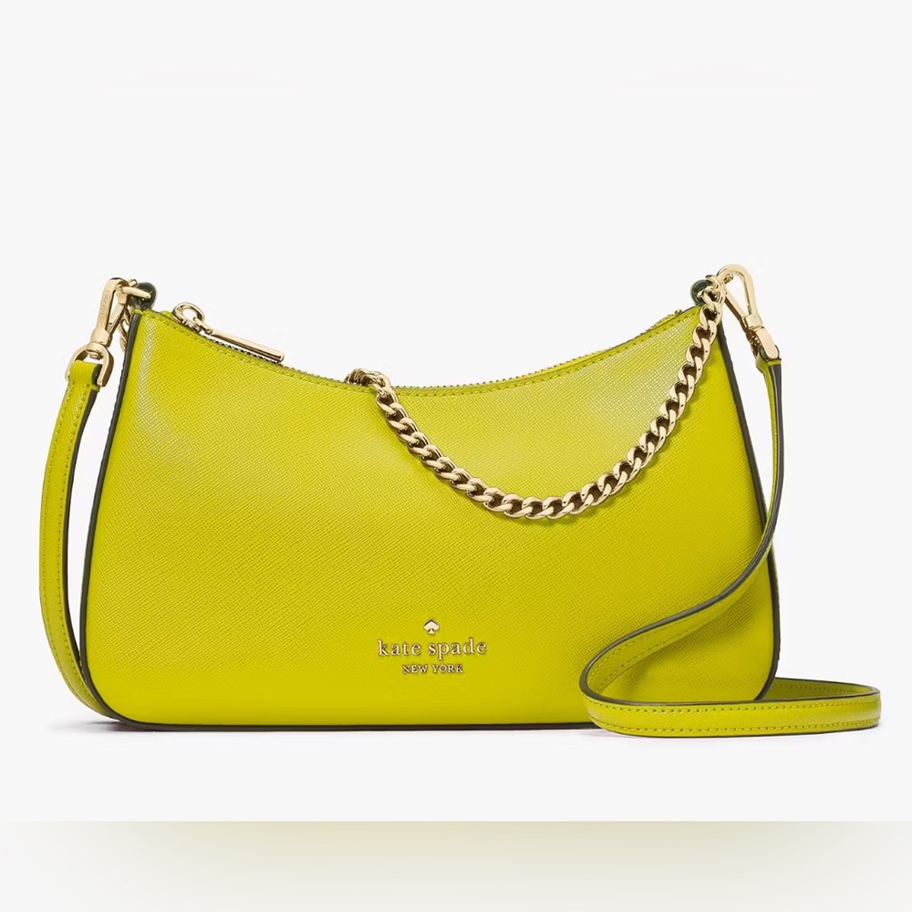Kate Spade Madison Medium Saffiano Leather Convertible Crossbody in lime…